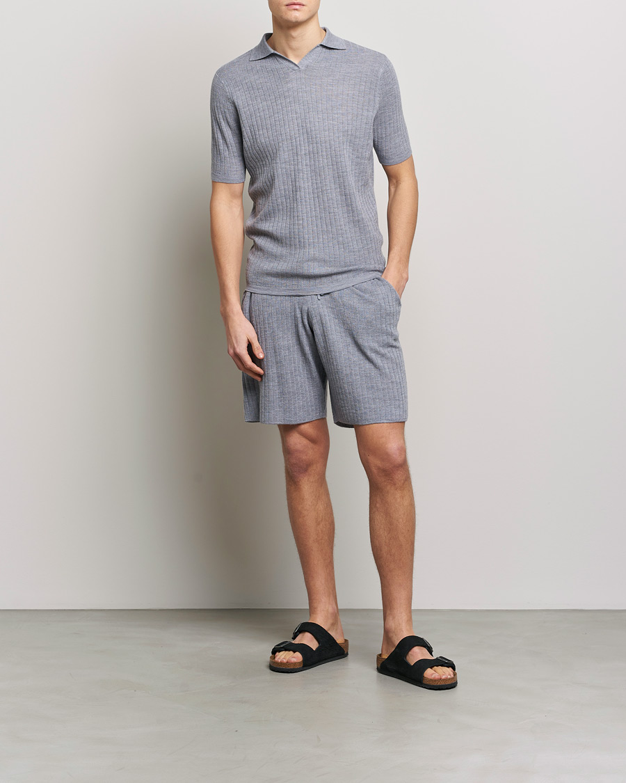Men | Shorts | Stenströms | Merino/Lyocell Ribbed Shorts Grey
