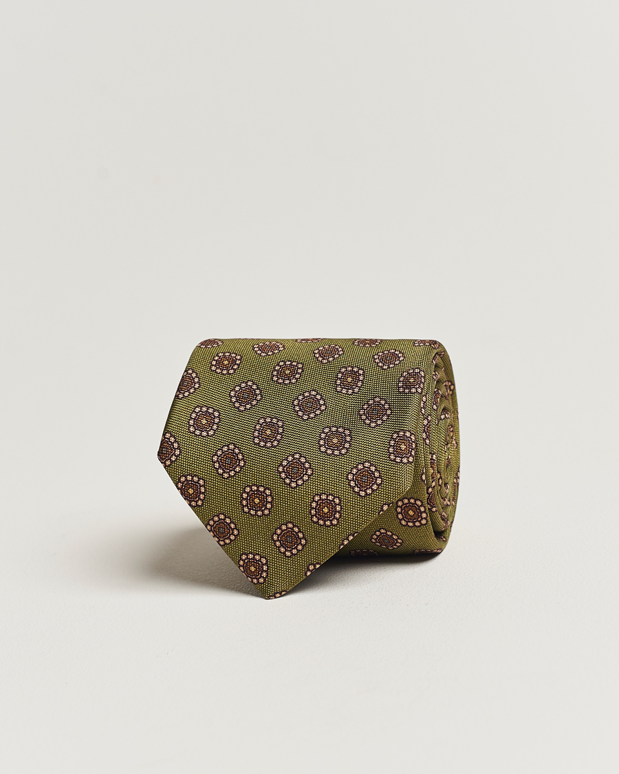 Men | Stenströms Printed Silk Tie Green | Stenströms | Printed Silk Tie Green