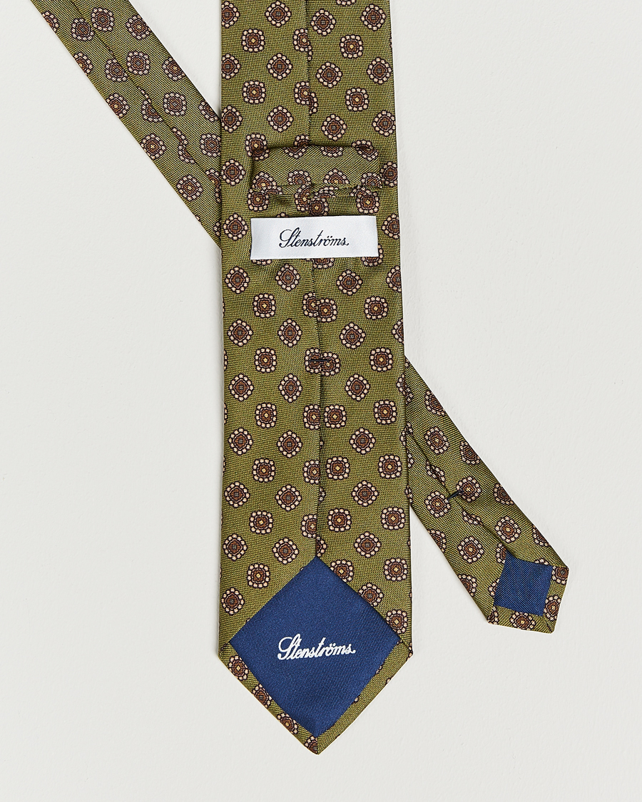 Men | Stenströms Printed Silk Tie Green | Stenströms | Printed Silk Tie Green