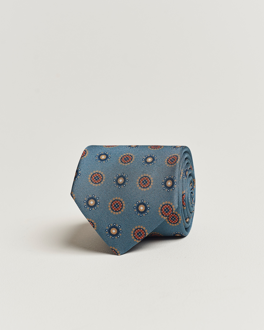 Men | Stenströms Printed Silk Tie Light Blue | Stenströms | Printed Silk Tie Light Blue