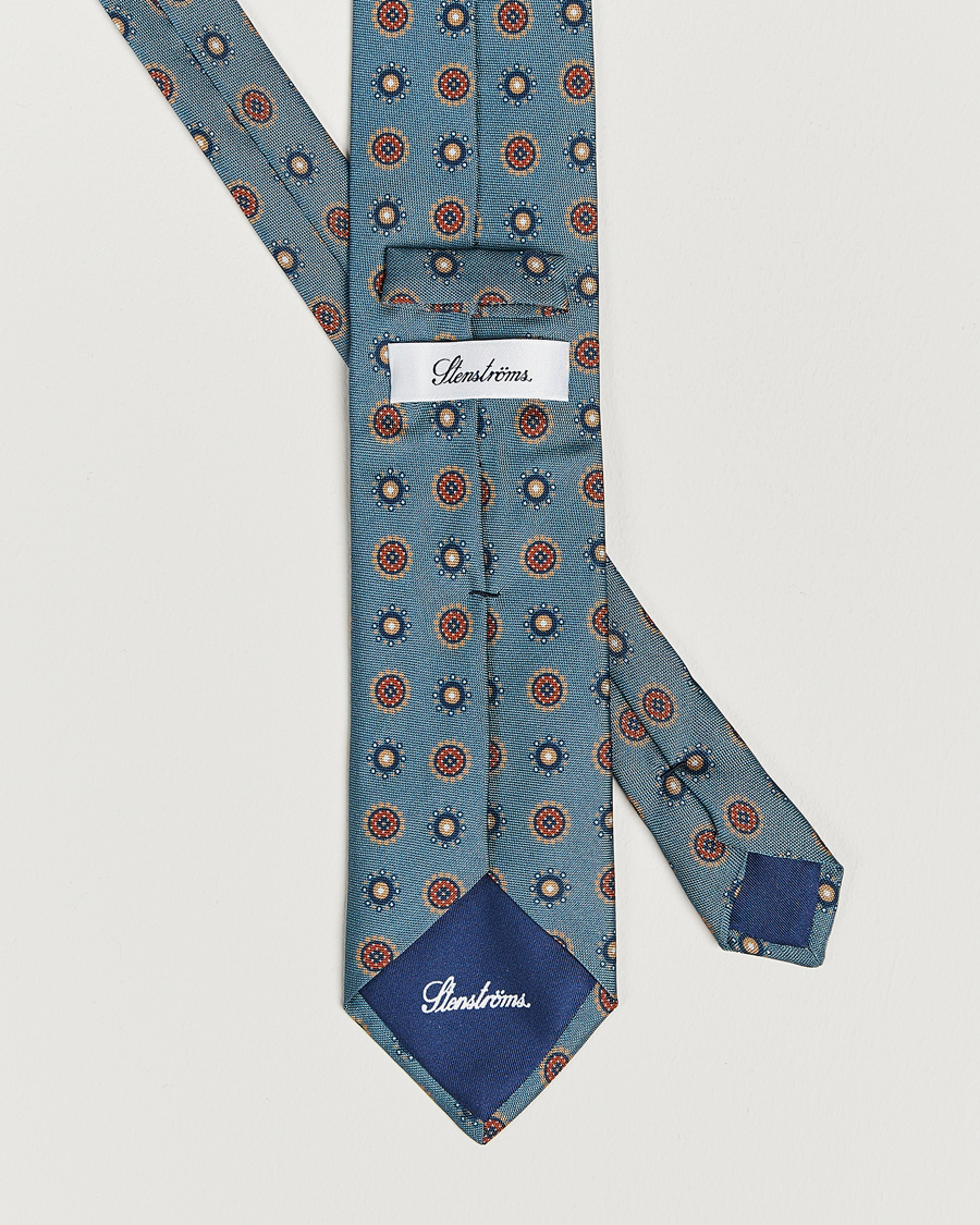 Men | Stenströms Printed Silk Tie Light Blue | Stenströms | Printed Silk Tie Light Blue