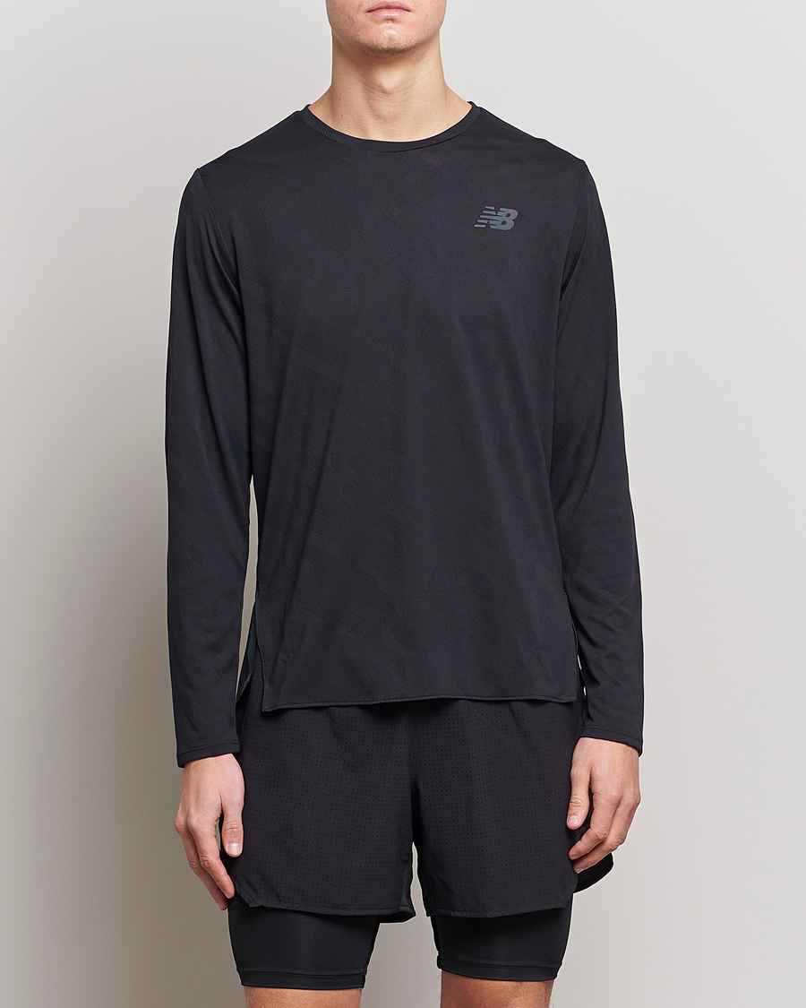 Men | Black t-shirts | New Balance Running | Q Speed Jacquard Long Sleeve T-Shirt Black
