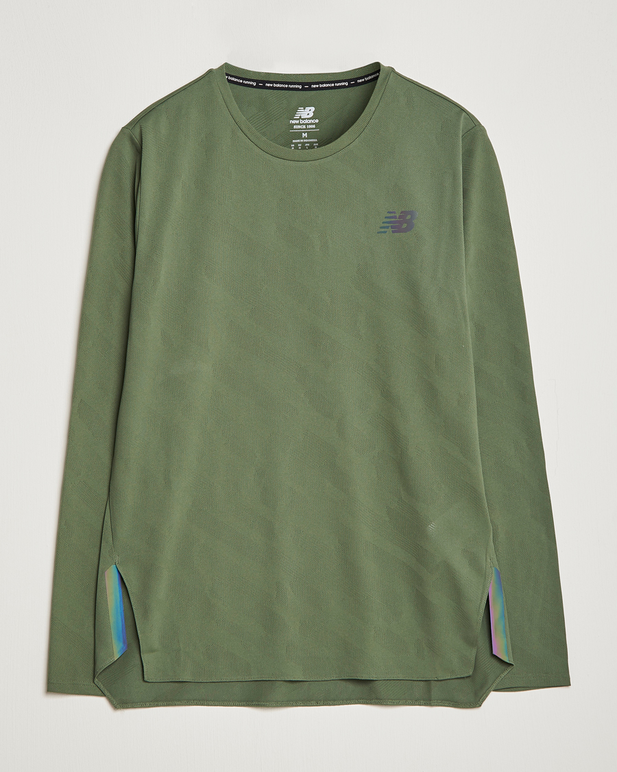 Men | T-Shirts | New Balance Running | Q Speed Jacquard Long Sleeve T-Shirt Olive