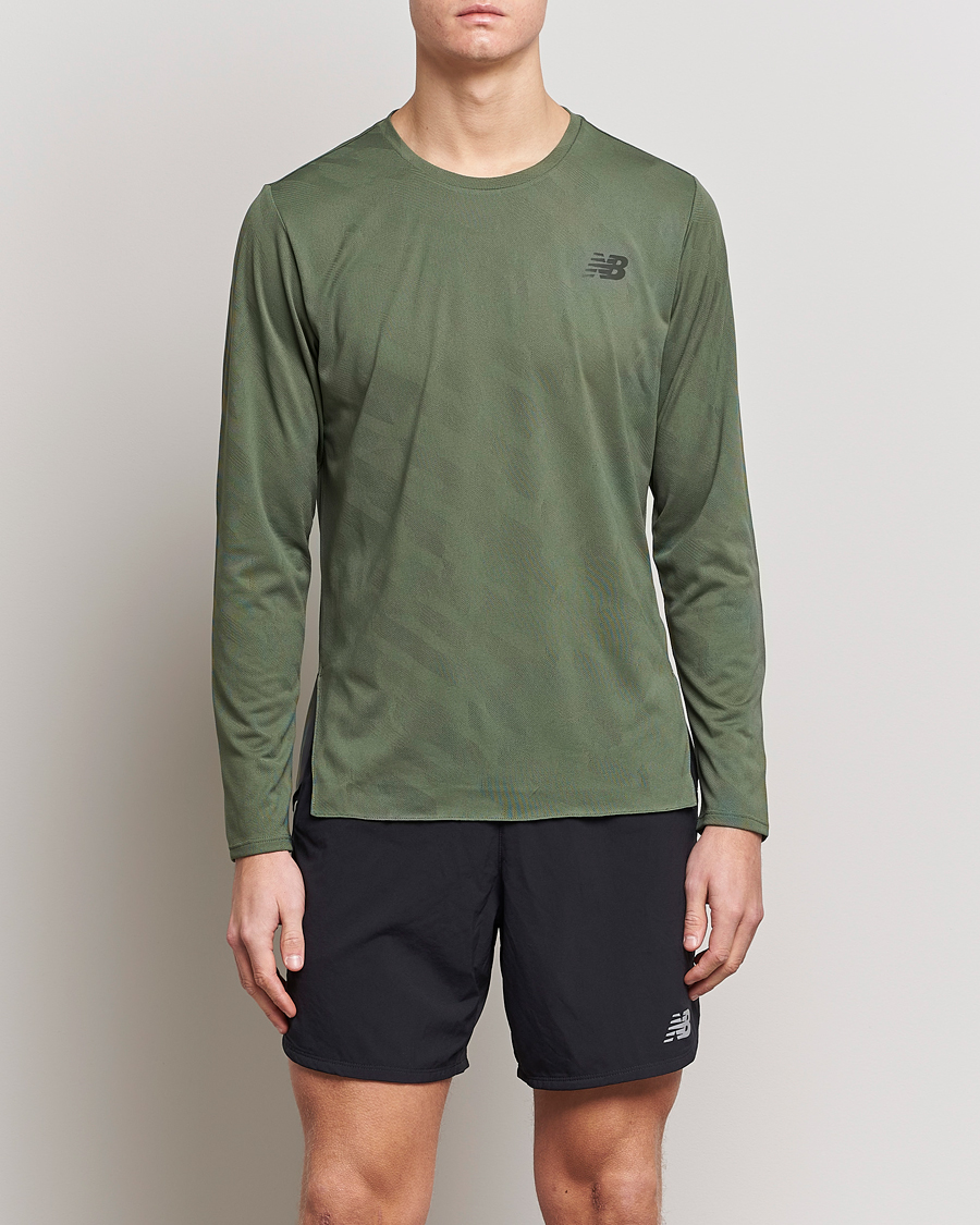 Men | New Balance | New Balance Running | Q Speed Jacquard Long Sleeve T-Shirt Olive