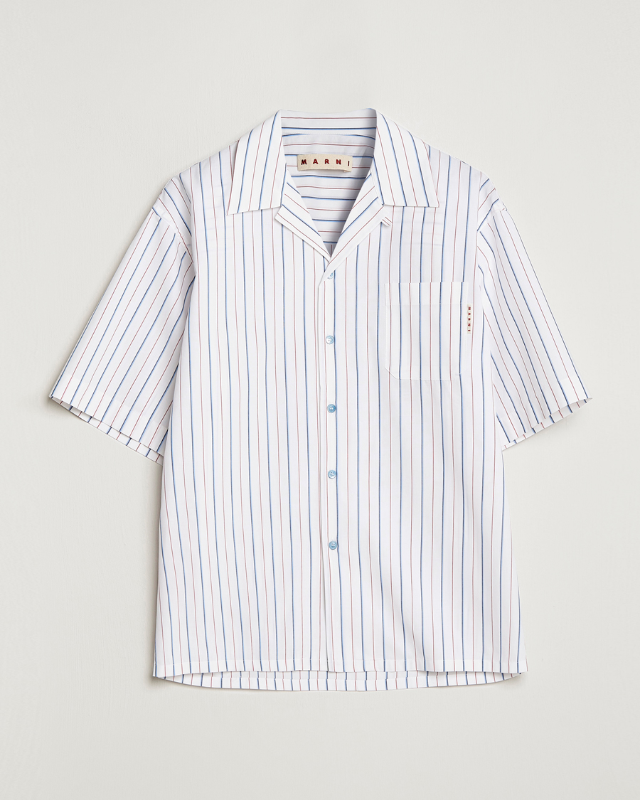 Men | Shirts | Marni | Striped Bowling Shirt Lily White