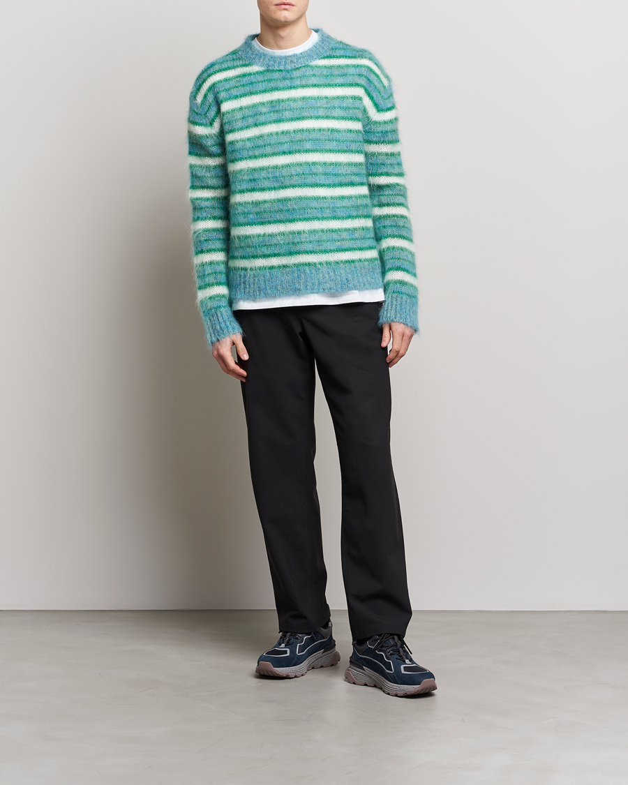 Men | Sweaters & Knitwear | Marni | Striped Mohair Sweater Turquoise