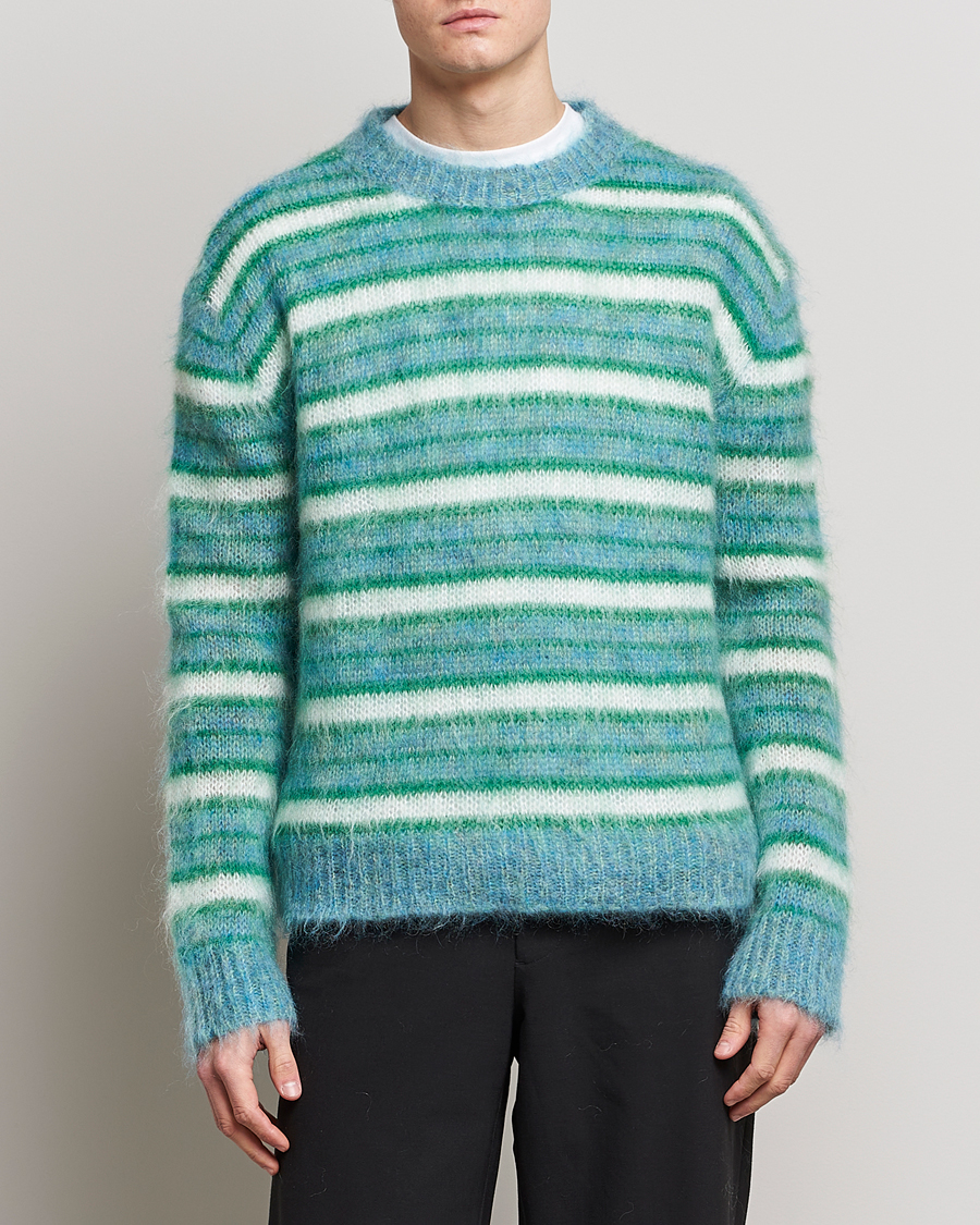 Men | Marni | Marni | Striped Mohair Sweater Turquoise