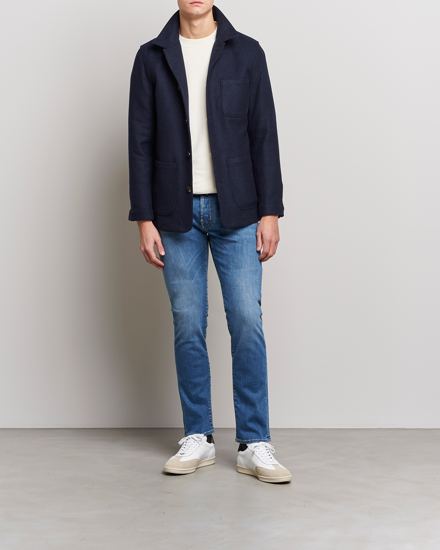 Men | Jeans | Jacob Cohën | Nick Slim Fit Stretch Jeans Mid Blue