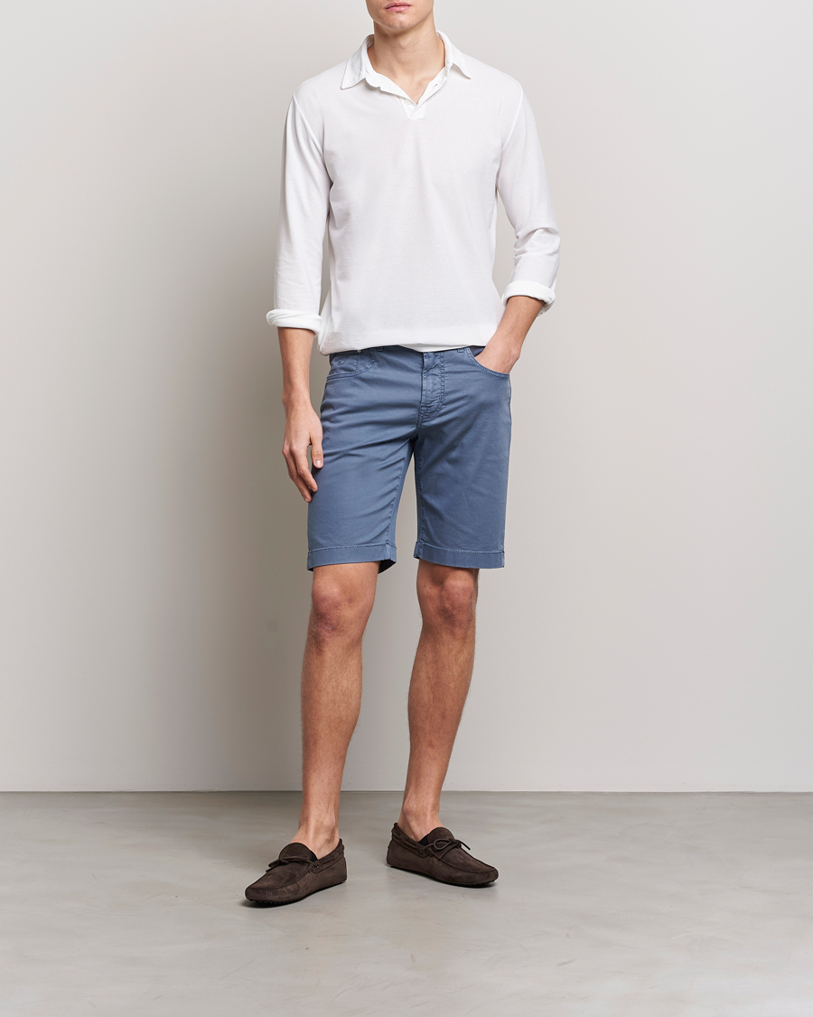 Men | Shorts | Jacob Cohën | Nicolas Cotton Twill Shorts Blue Grey