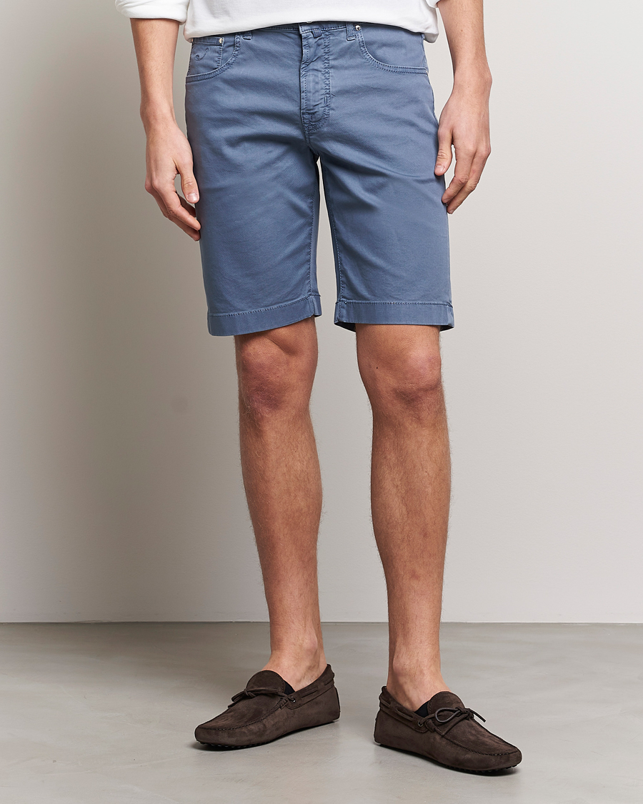 Men | Shorts | Jacob Cohën | Nicolas Cotton Twill Shorts Blue Grey