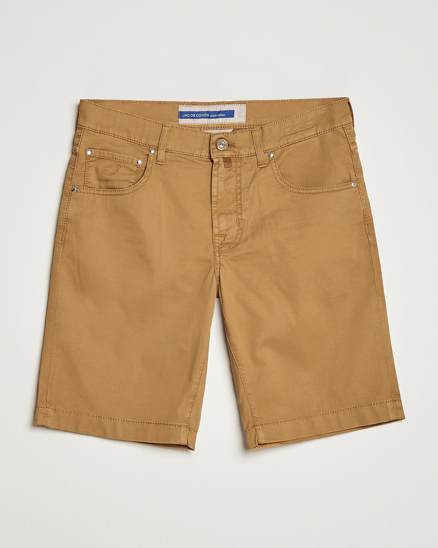 Jacob Cohën Nicolas Cotton Twill Shorts Beige at CareOfCarl.com