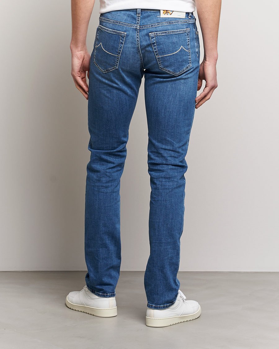 Men | Jeans | Jacob Cohën | Bard Denim Linen Resort Stretch Jeans Mid Blue