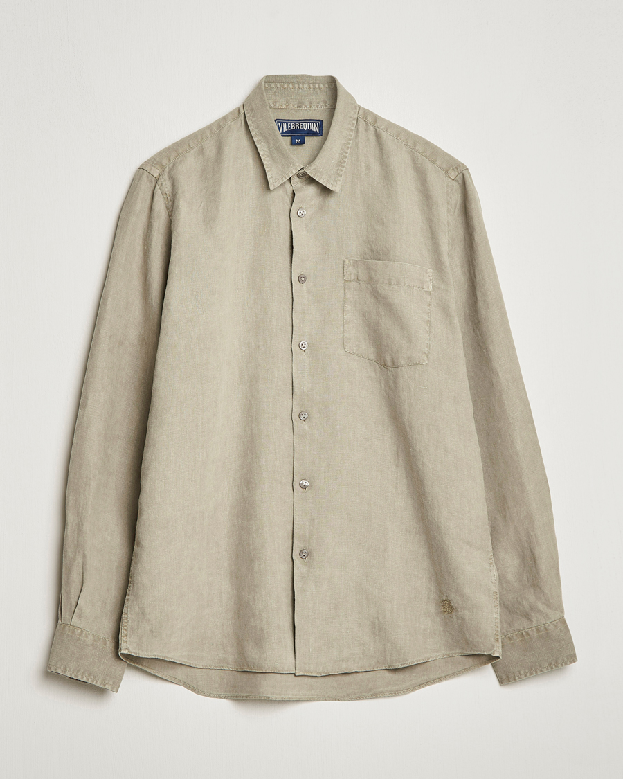 Men | Shirts | Vilebrequin | Caroubis Linen Shirt Ecalyptus