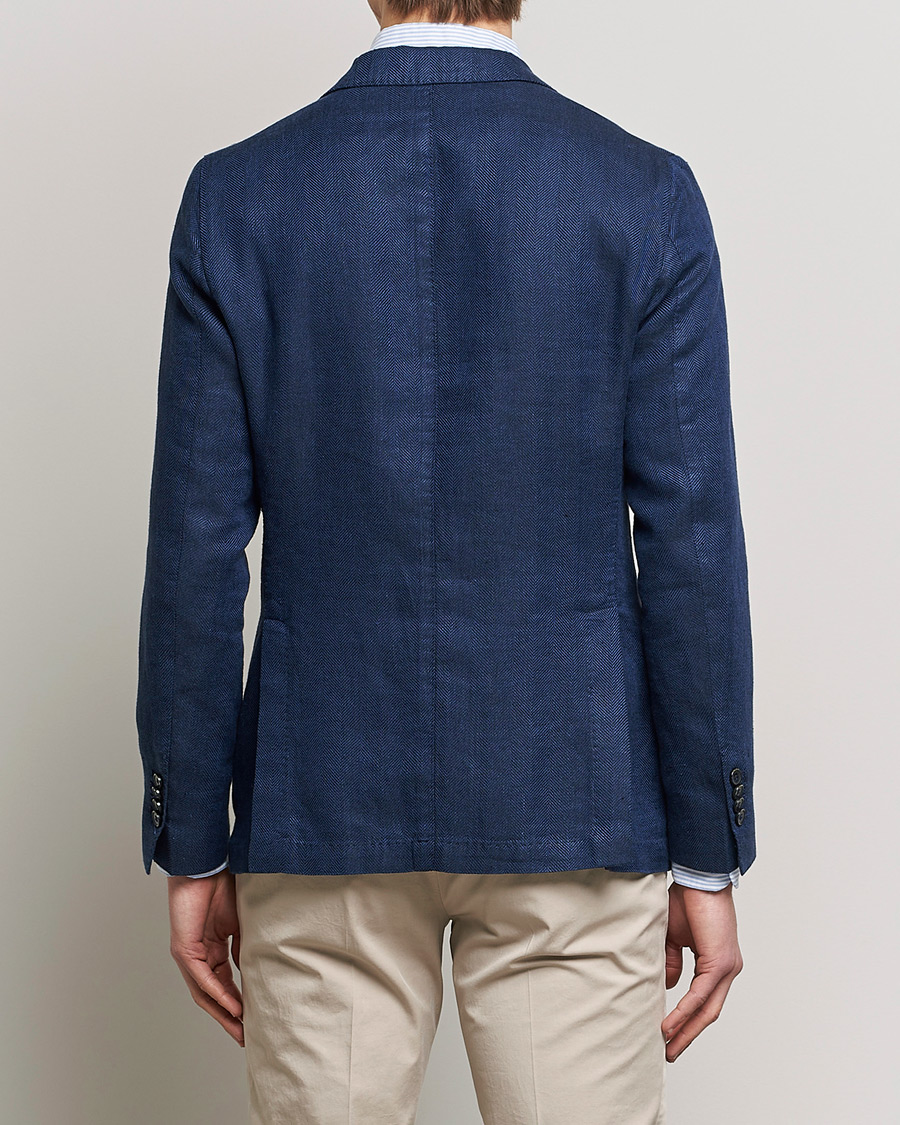 Men | Blazers | L.B.M. 1911 | Jack Regular Fit Herringbone Linen Blazer Navy