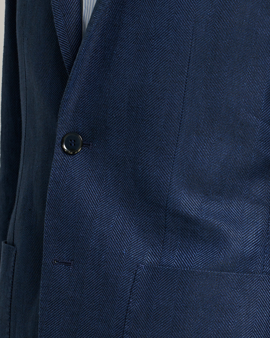 Men | Blazers | L.B.M. 1911 | Jack Regular Fit Herringbone Linen Blazer Navy