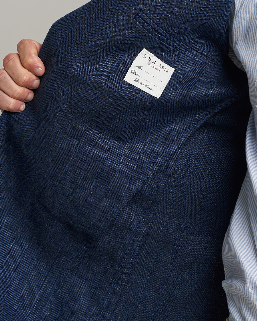 Men | Blazers | L.B.M. 1911 | Jack Regular Fit Herringbone Linen Blazer Navy