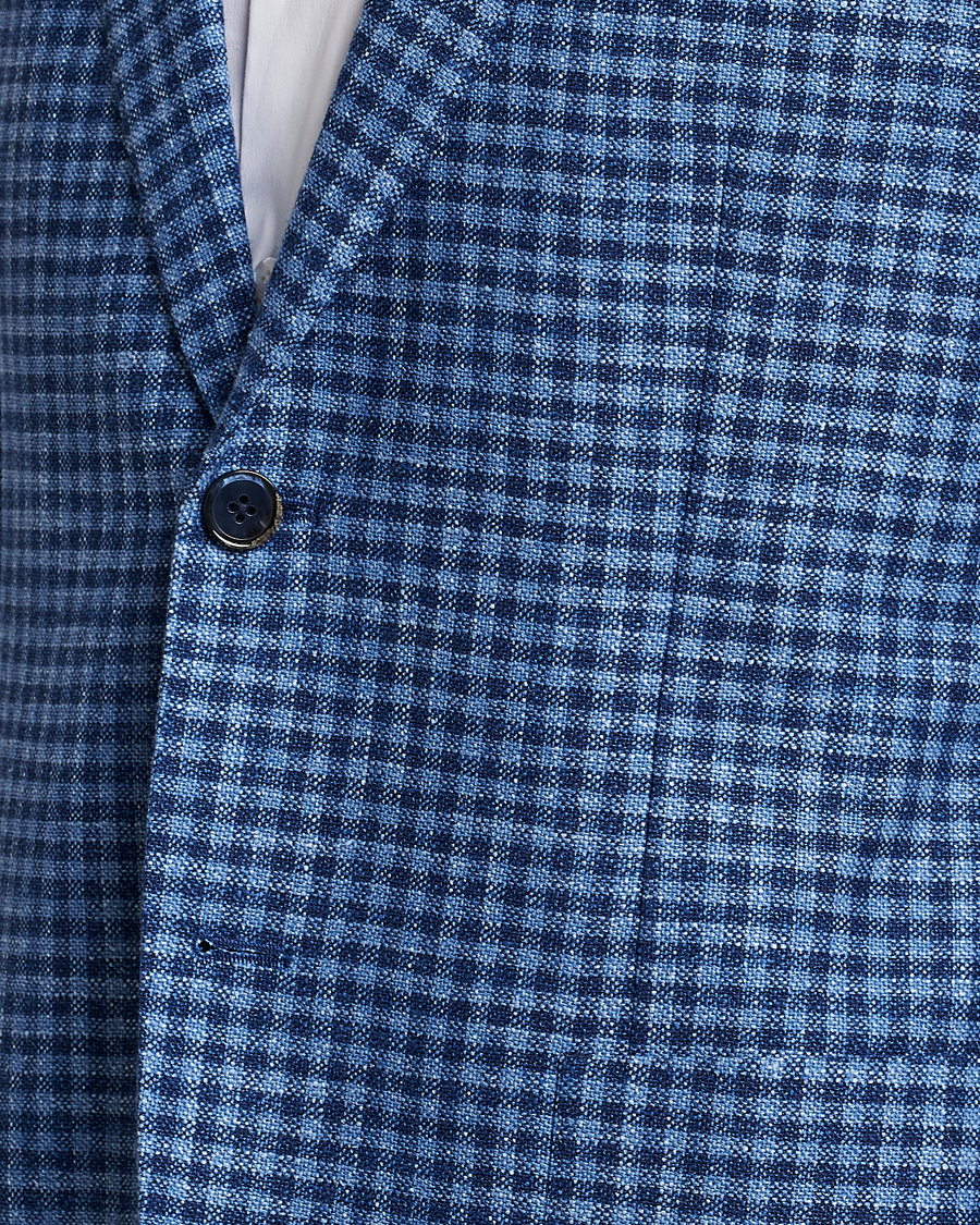 Men | Blazers | L.B.M. 1911 | Jack Regular Fit Checked Virgin Wool/Linen Blazer Blue