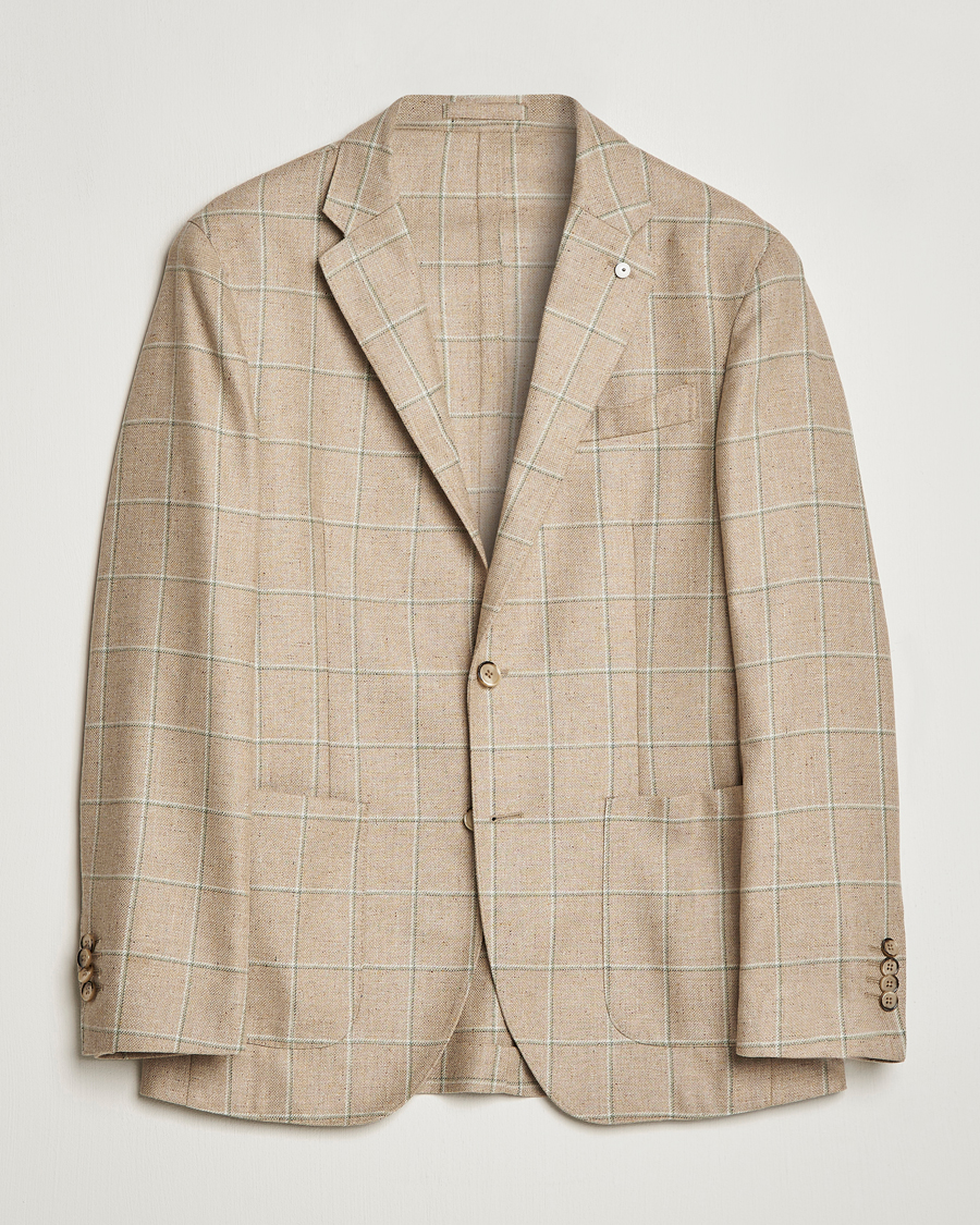 Men | Blazers | L.B.M. 1911 | Jack Regular Fit Windowpane Wool/Silk Blazer Olive