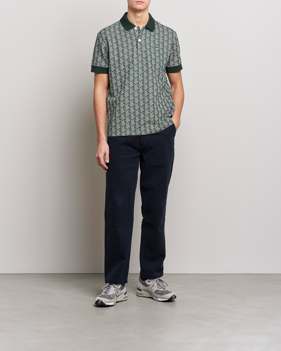 Men | Polo Shirts | Lacoste | Classic Fit Monogram Polo Green/Wood Shaving