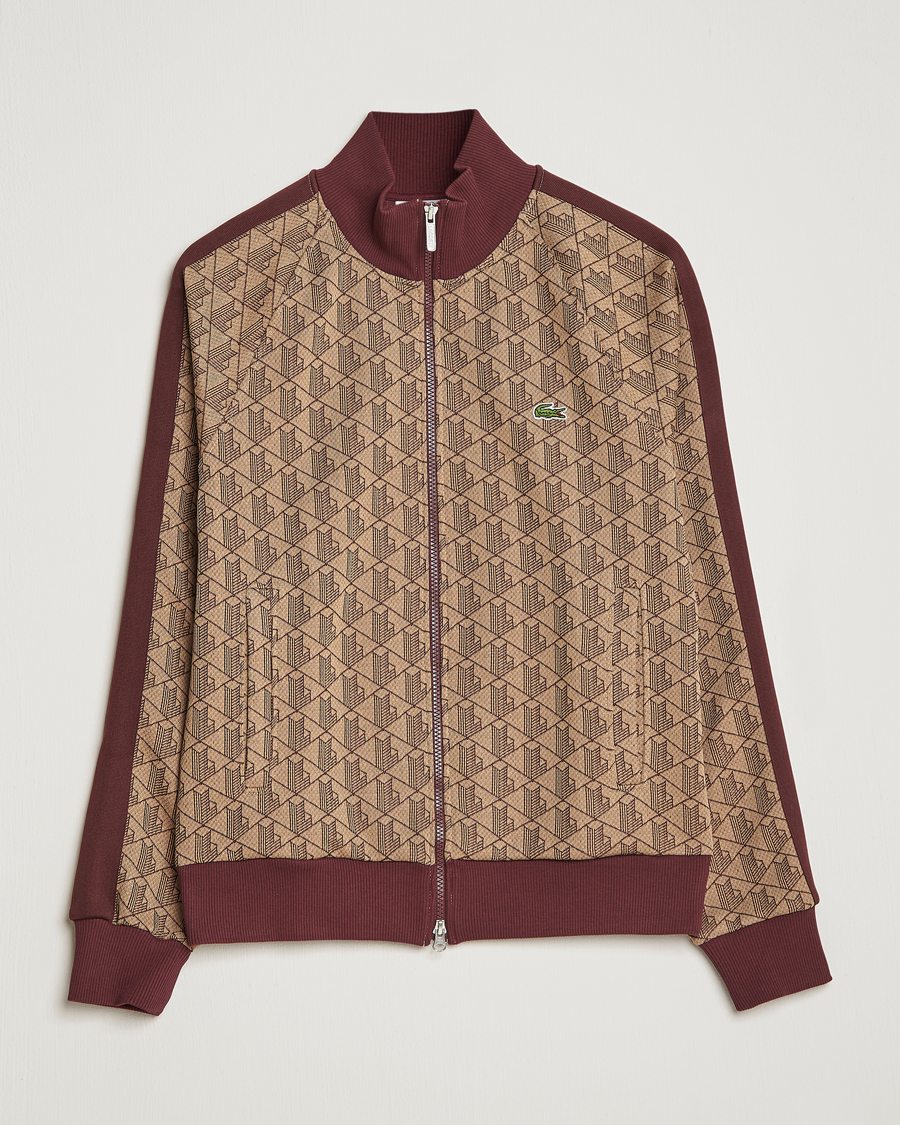 Men | Sweaters & Knitwear | Lacoste | Monogram Zip Sweatshirt Viennese/Expresso