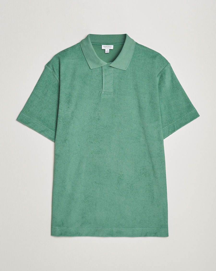 Men | The Terry Collection | Sunspel | Towelling Polo Shirt Thyme Green