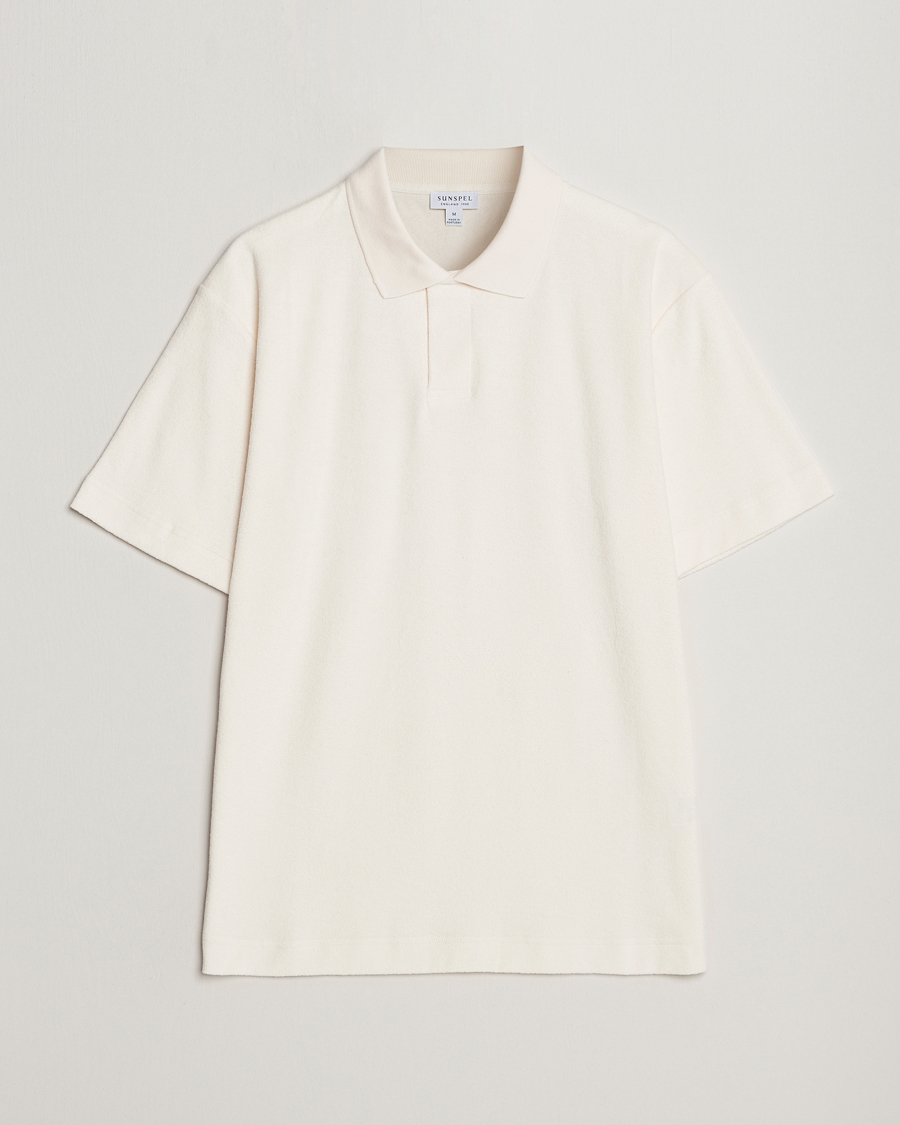 Sunspel Towelling Polo Shirt Archive White at CareOfCarl.com