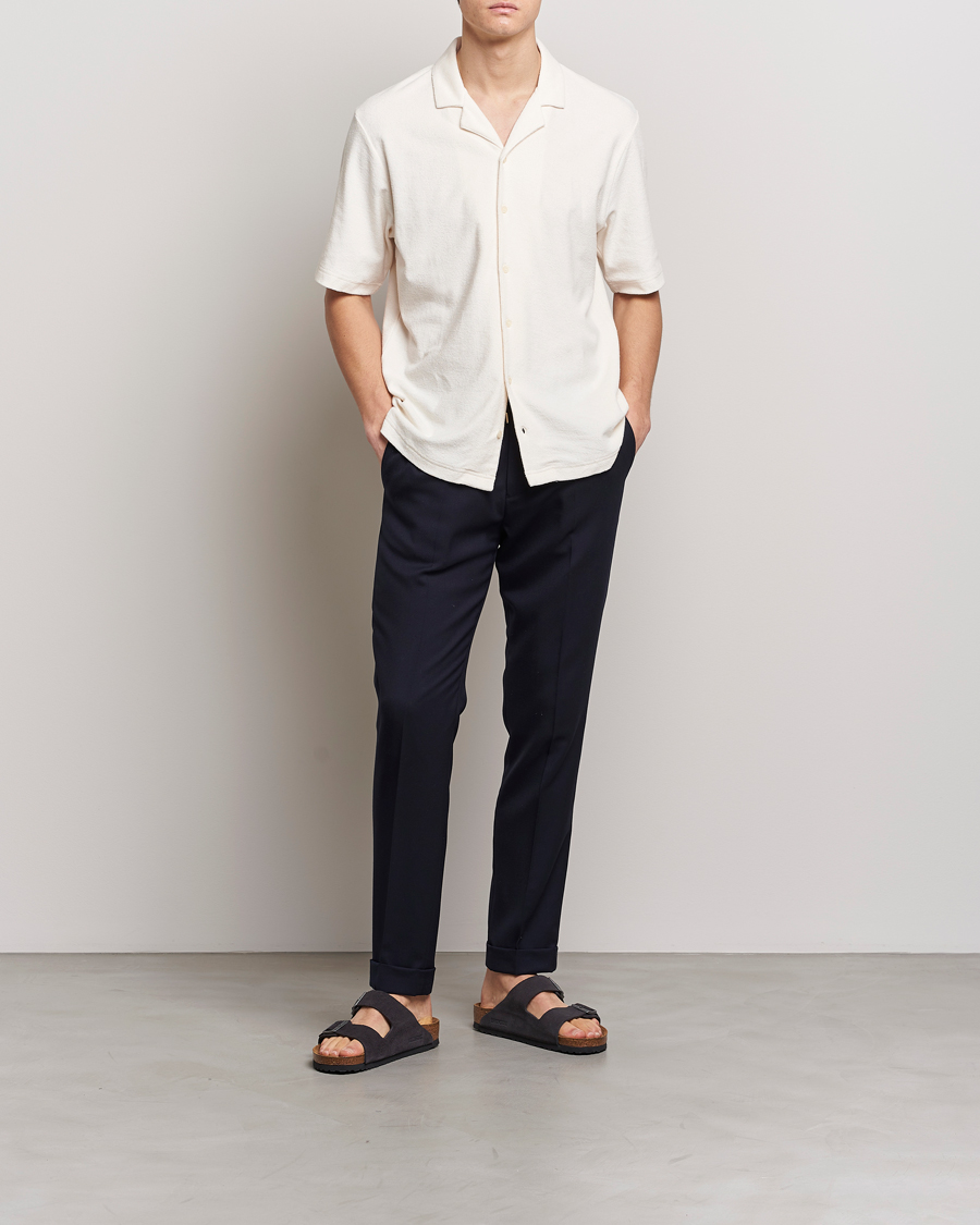Men | Shirts | Sunspel | Towelling Camp Collar Shirt Archive White
