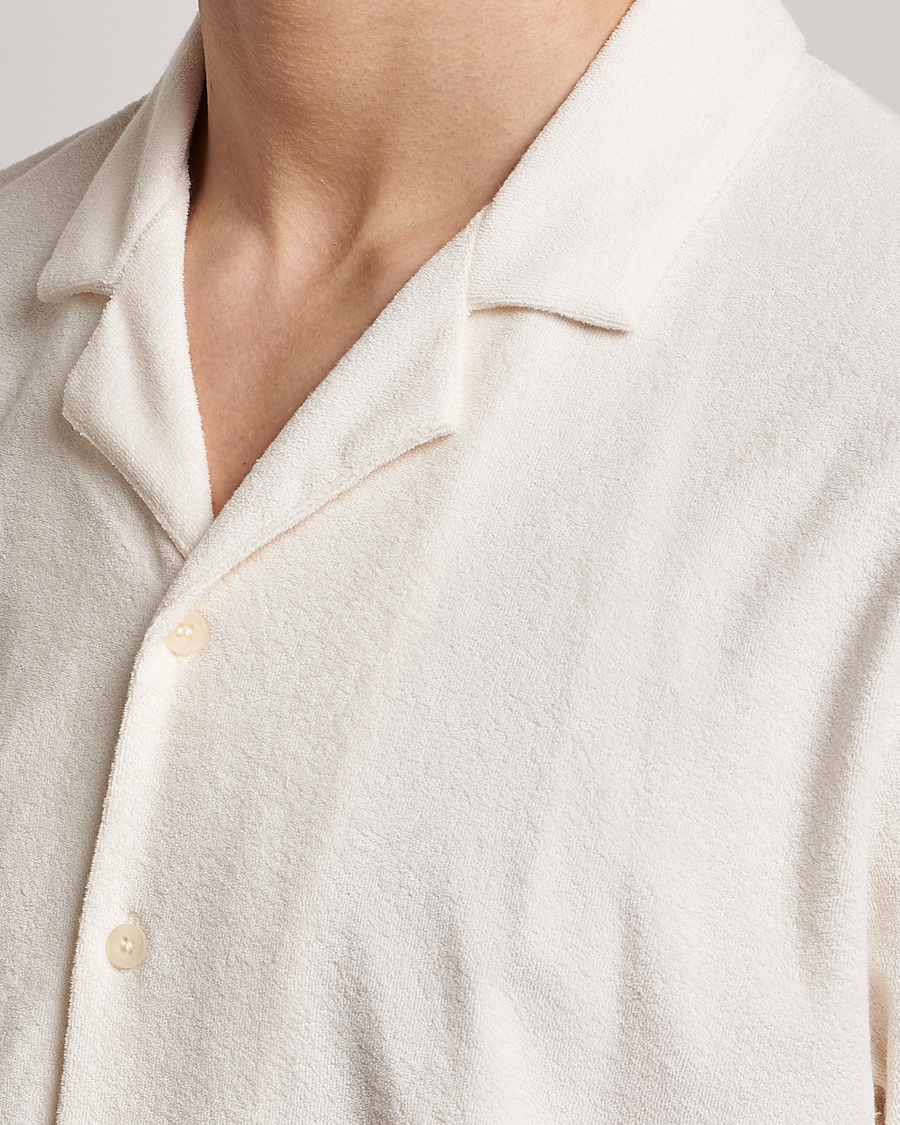 Men | Shirts | Sunspel | Towelling Camp Collar Shirt Archive White