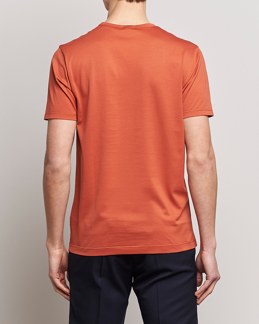 Men | T-Shirts | Sunspel | Crew Neck Cotton Tee Burnt Sienna