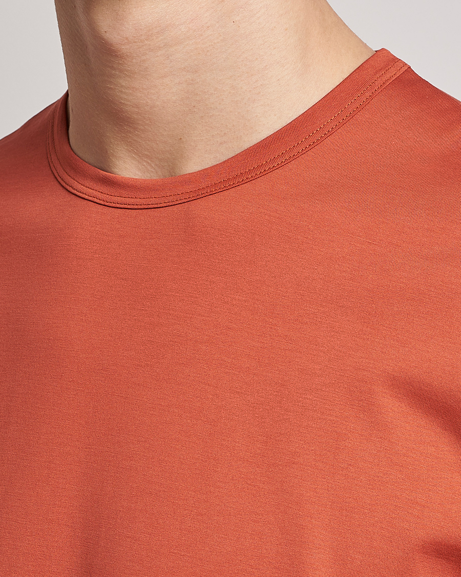 Men | T-Shirts | Sunspel | Crew Neck Cotton Tee Burnt Sienna