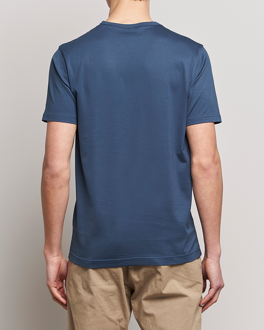 Men | T-Shirts | Sunspel | Crew Neck Cotton Tee Shale Blue