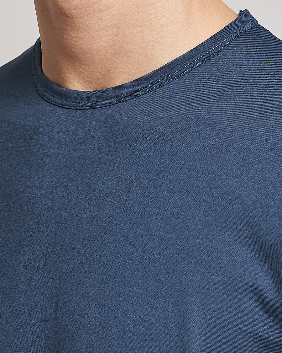 Men | T-Shirts | Sunspel | Crew Neck Cotton Tee Shale Blue
