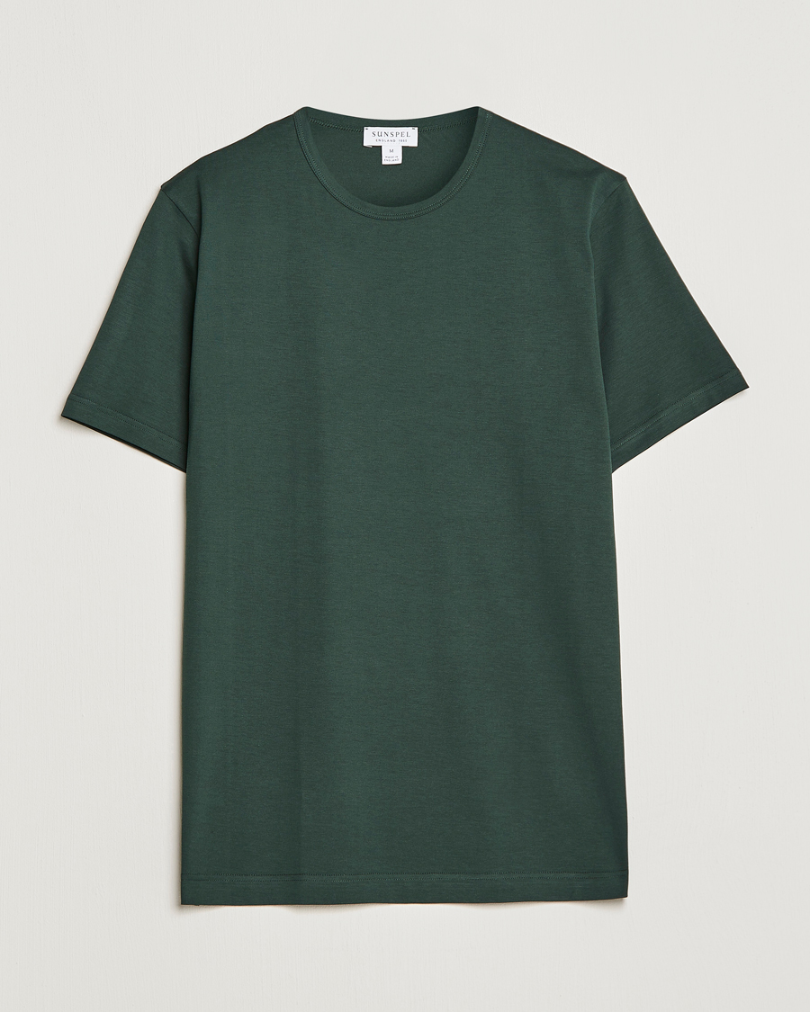 Men | T-Shirts | Sunspel | Crew Neck Cotton Tee Seaweed
