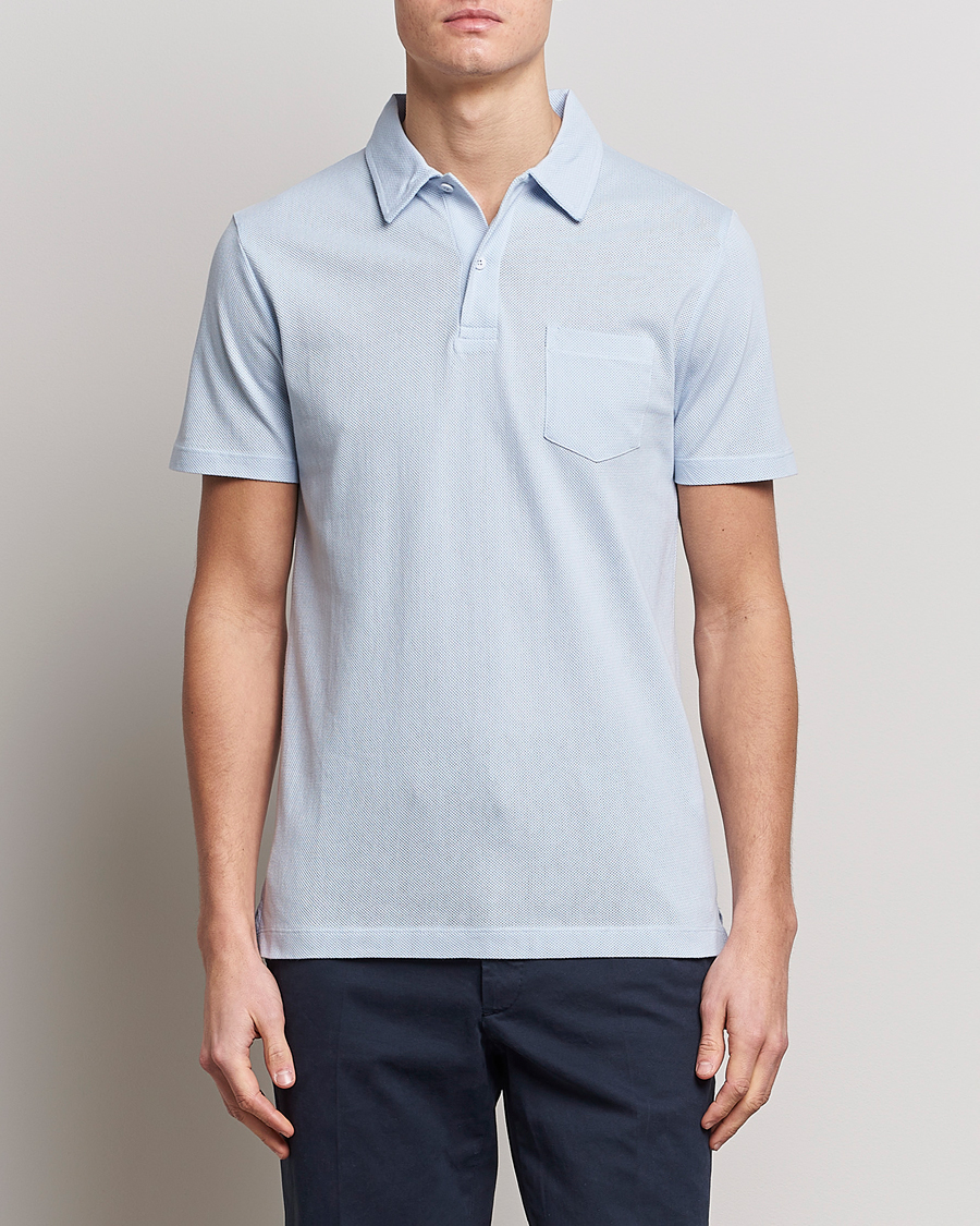 Men |  | Sunspel | Riviera Polo Shirt Pastel Blue