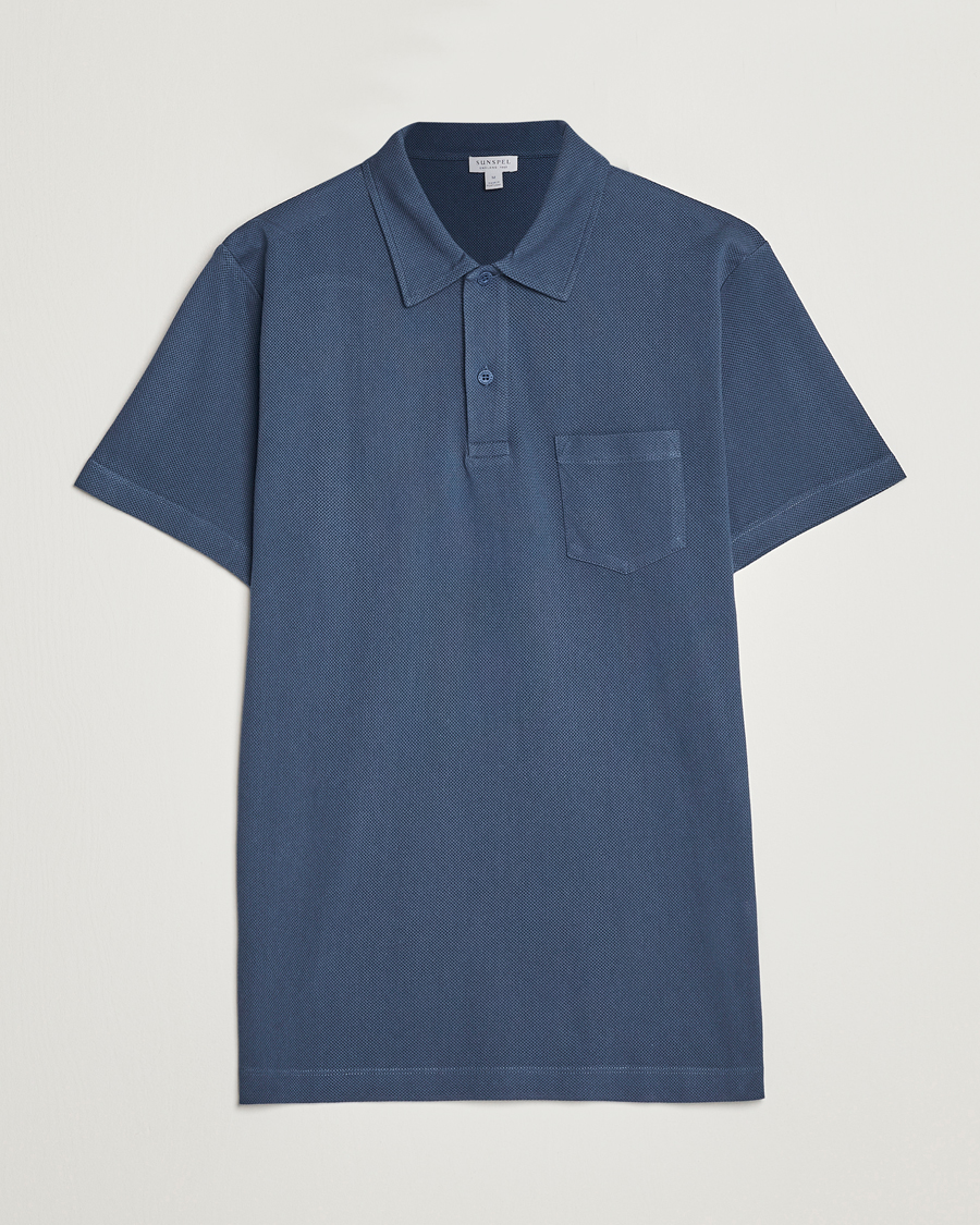 Men | Polo Shirts | Sunspel | Riviera Polo Shirt Shale Blue