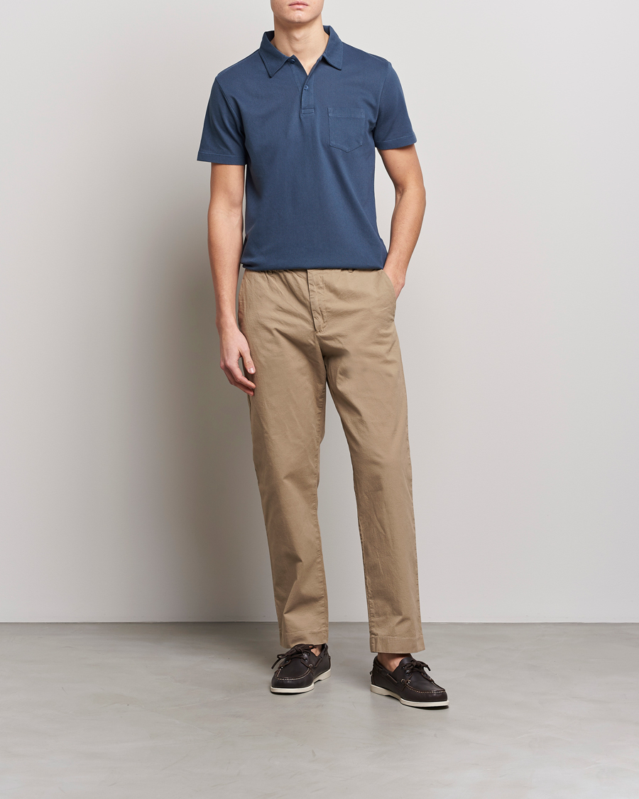 Men | Polo Shirts | Sunspel | Riviera Polo Shirt Shale Blue