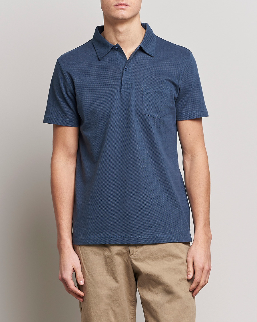Men | Sunspel | Sunspel | Riviera Polo Shirt Shale Blue