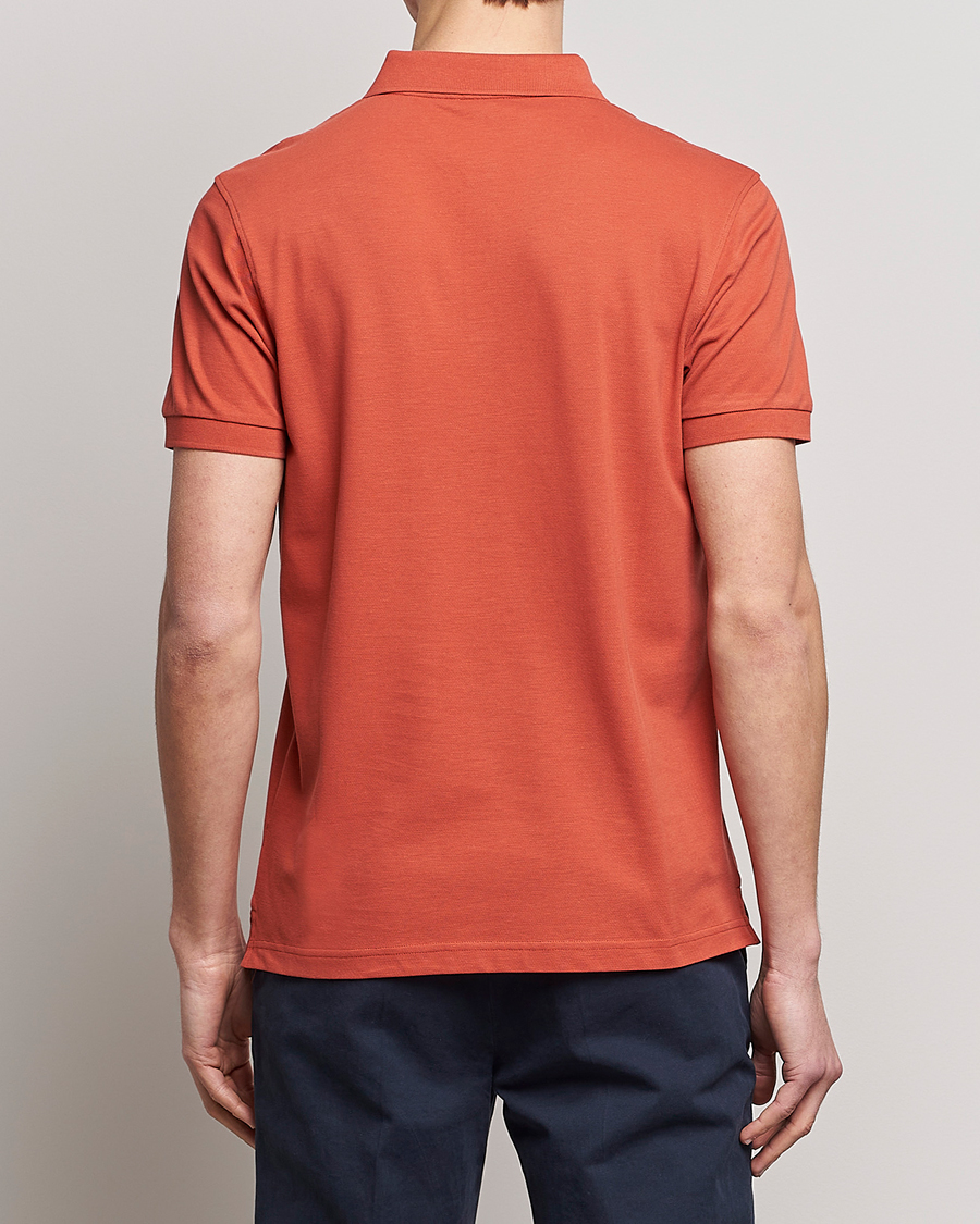 Men | Polo Shirts | Sunspel | Short Sleeve Pique Polo Burnt Sienna