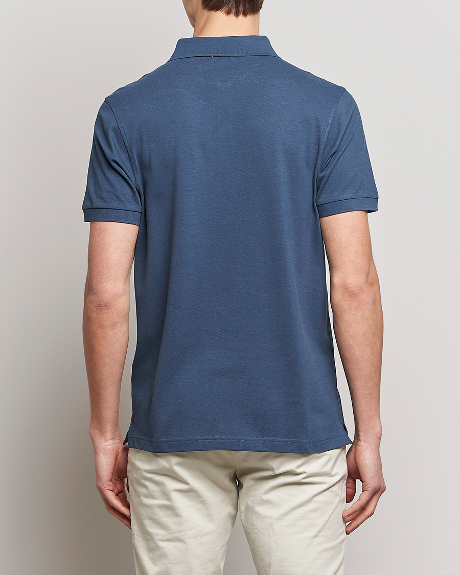 Men | Polo Shirts | Sunspel | Short Sleeve Pique Polo Shale Blue