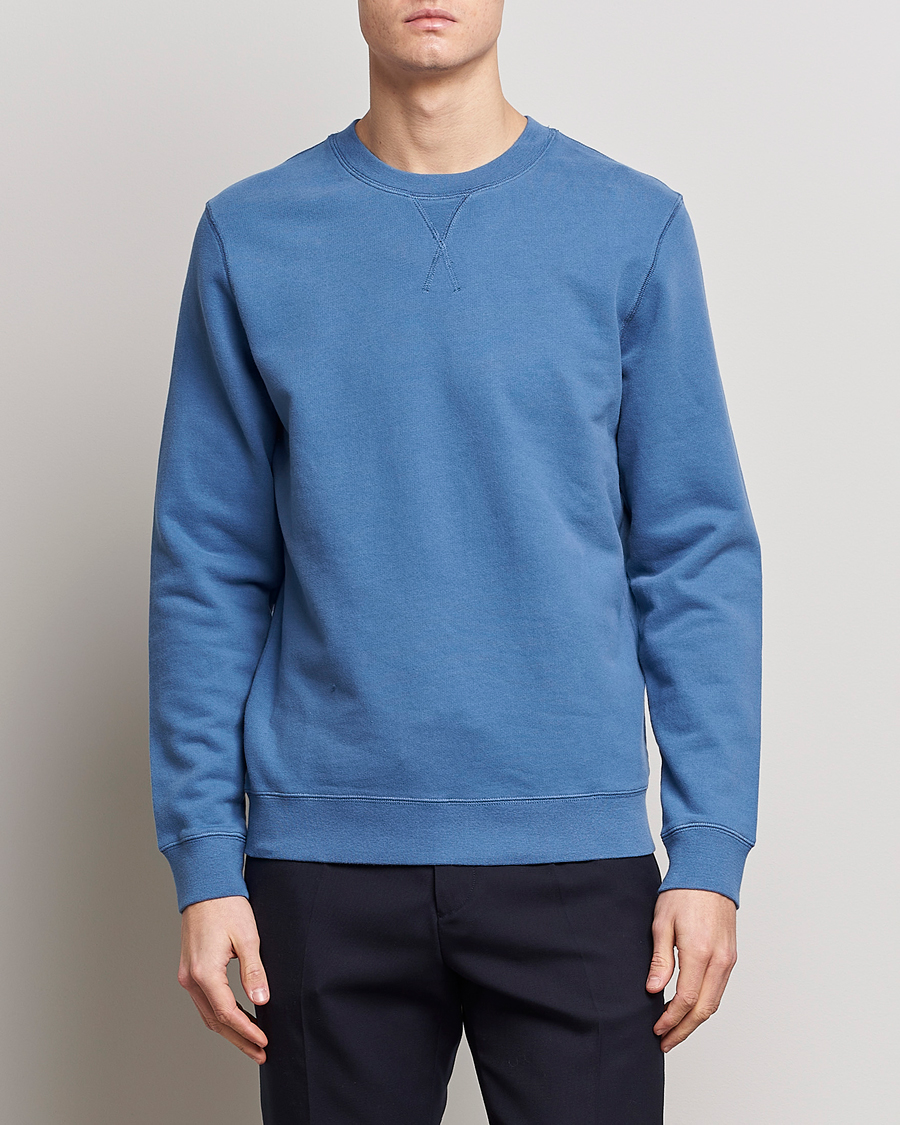Men |  | Sunspel | Loopback Sweatshirt Blue Stone