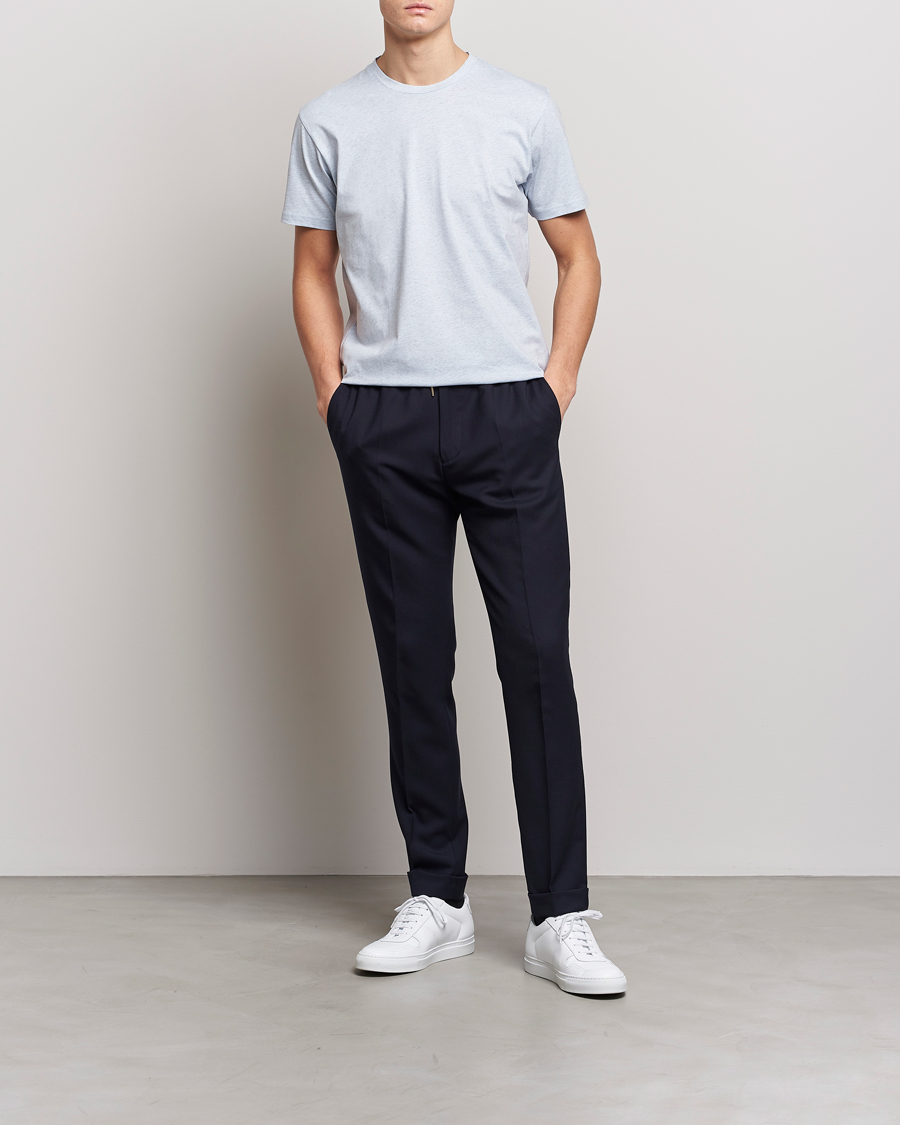 Men | T-Shirts | Sunspel | Riviera Organic Tee Pastel Blue Melange