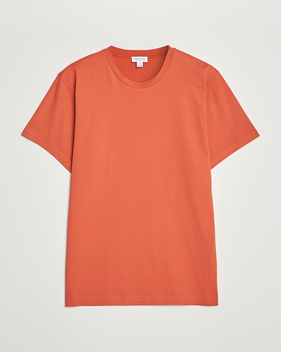 Men | T-Shirts | Sunspel | Riviera Organic Tee Burnt Sienna