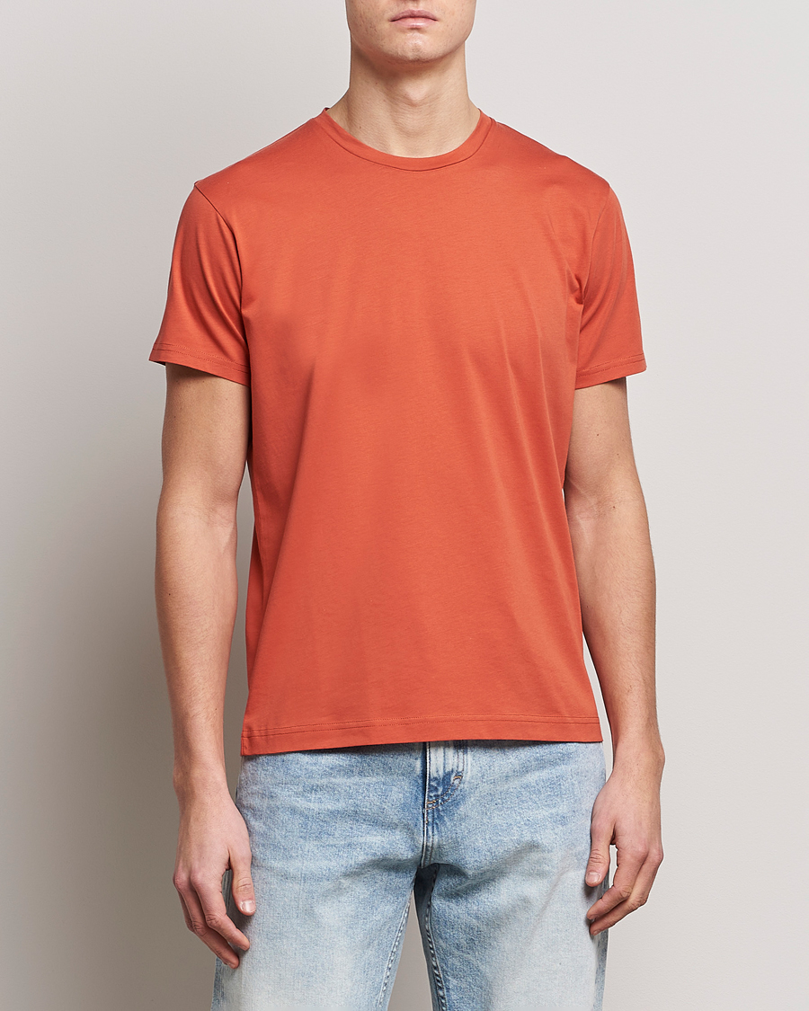 Men | T-Shirts | Sunspel | Riviera Organic Tee Burnt Sienna