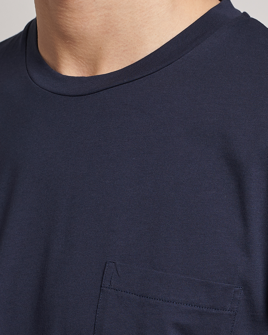 Men | T-Shirts | Sunspel | Riviera Pocket Crew Neck T-Shirt Navy