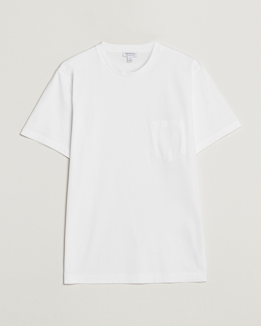 Men | T-Shirts | Sunspel | Riviera Pocket Crew Neck T-Shirt White