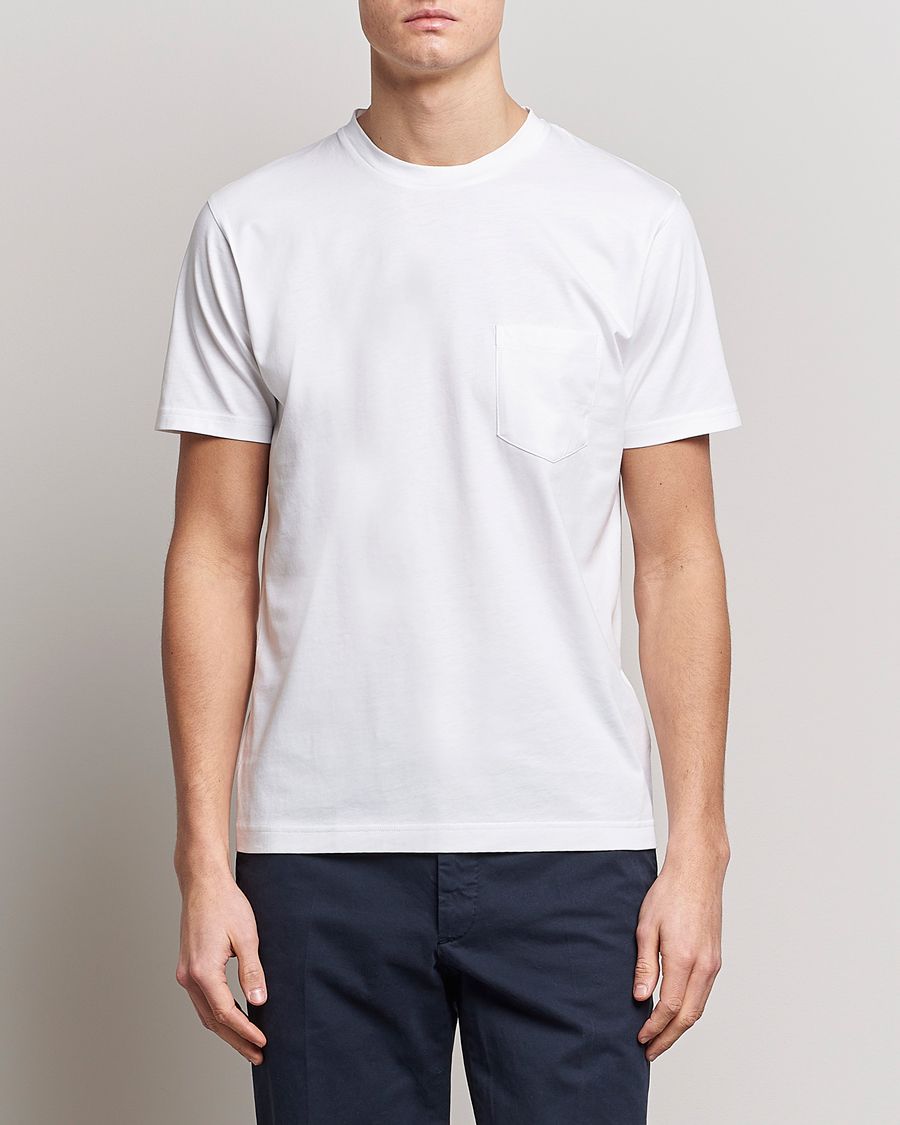 Men | Sunspel | Sunspel | Riviera Pocket Crew Neck T-Shirt White