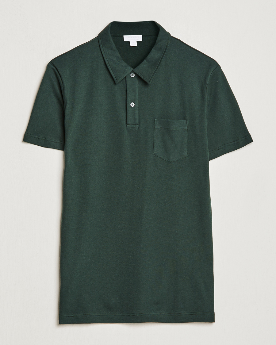 Men | Polo Shirts | Sunspel | Sea Island Jersey Riviera Polo Seaweed