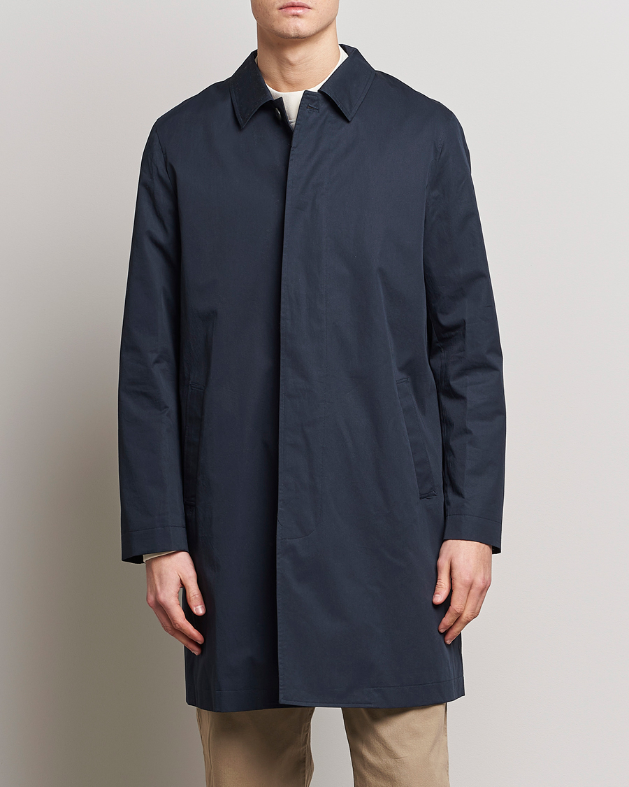 Men |  | Sunspel | Technical Cotton Mac Coat Navy