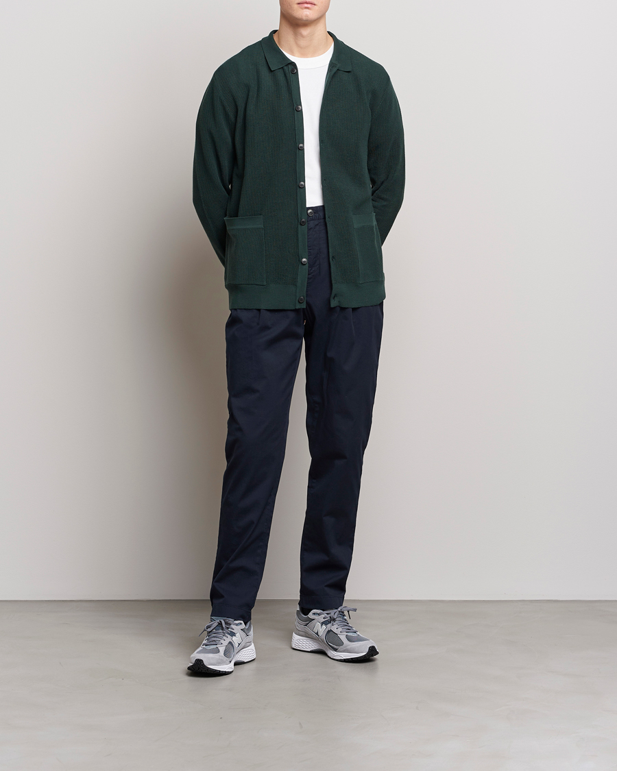 Men | Sweaters & Knitwear | Sunspel | Knitted Cotton Jacket Seaweed