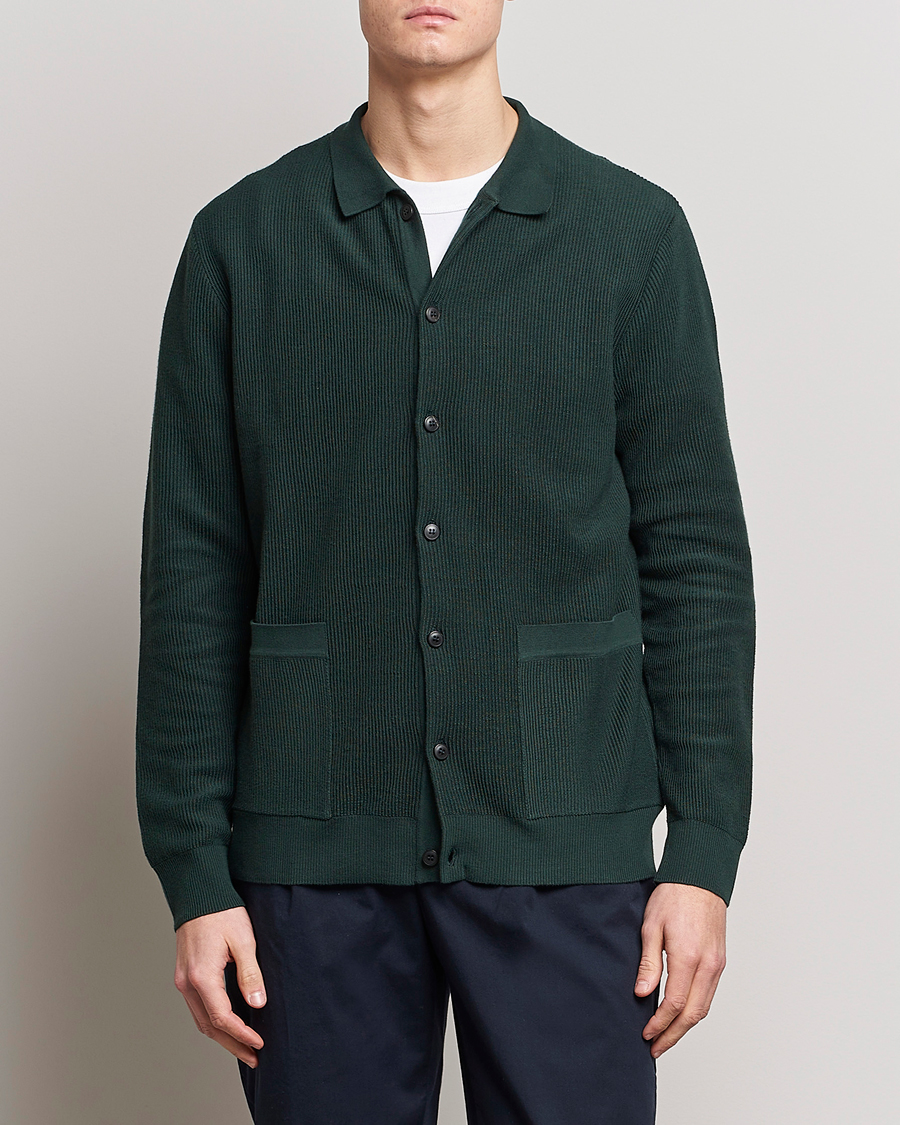 Men |  | Sunspel | Knitted Cotton Jacket Seaweed